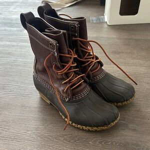 L.L. Bean Brown Leather and Dark Gray Rubber Duck Boots